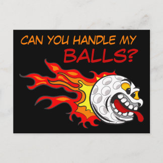 Flying Golf Ball in Flames with a Funny Quote Postcard