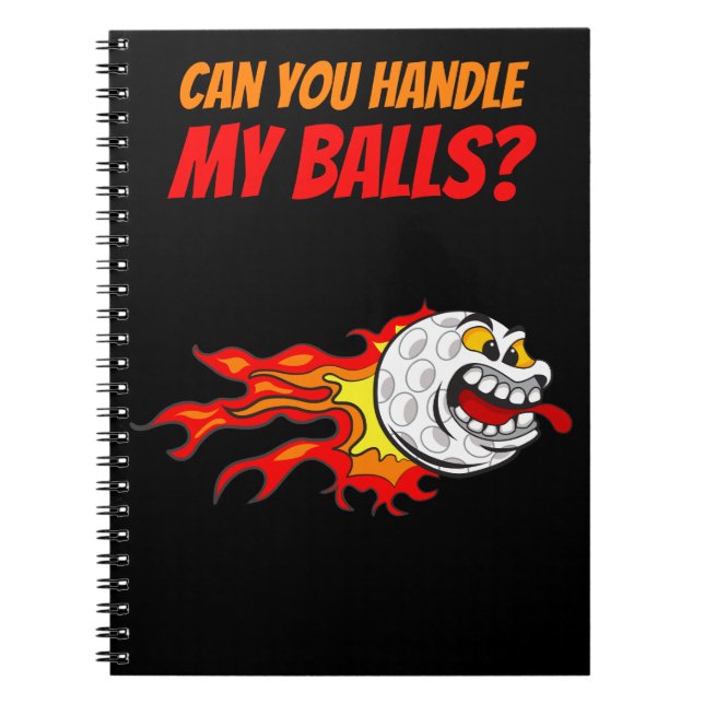 Flying Golf Ball in Flames with a Quote, Sport Notebook (Front)