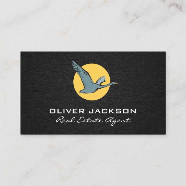Flying Goose Icon Linen Background Business Card (Front)