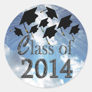Flying Graduation Hats Class Of 2014 Stickers