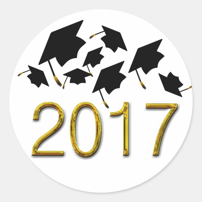 Flying Graduation Hats Class Of 2017 Stickers (Front)