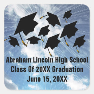 Flying Graduation Hats Class Of 20XX Stickers