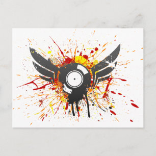 Flying Graffiti Record - Music Audio DJ Vinyl Postcard