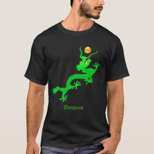 Flying green dragon with golden ball & calligraphy T-Shirt