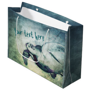 Flying Green Sea Turtle Custom Gift Bags