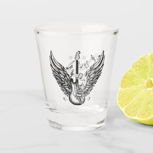 Flying Guitar Shot Glass (Front)