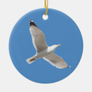 Flying gull ceramic tree decoration