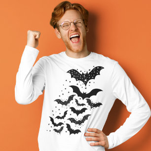 Flying Halloween Galaxy Bats and Stars T-Shirt