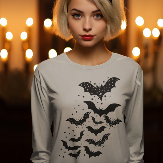 Flying Halloween Galaxy Bats and Stars T-Shirt (Creator Uploaded)