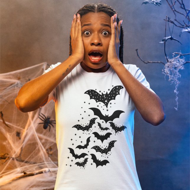Flying Halloween Galaxy Bats and Stars Tri-Blend Shirt (Creator Uploaded)