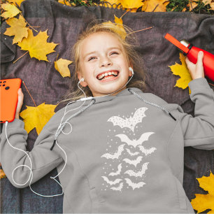 Flying Halloween Galaxy White Bats and Stars