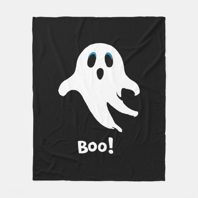Flying Halloween Ghost Fleece Blanket (Front)