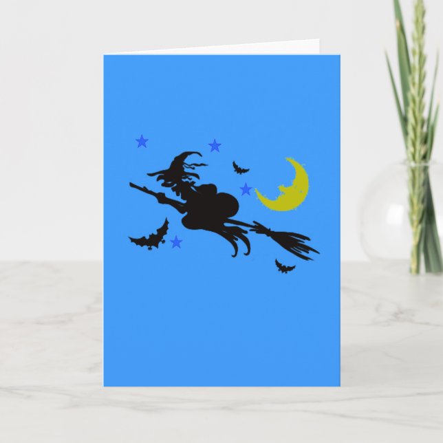 Flying Halloween Witch Card (Front)