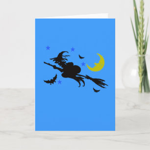 Flying Halloween Witch Card