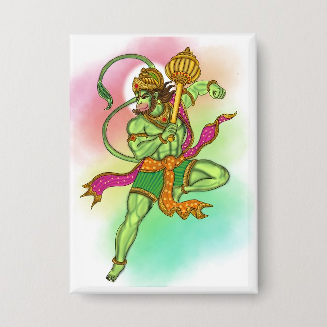 Flying Hanuman Button (Front)