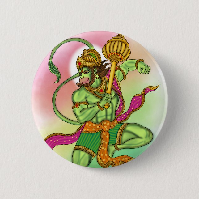 Flying Hanuman Button (Front)