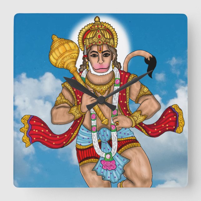 Flying Hanuman Wall Clock (Front)