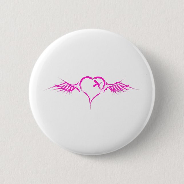 Flying Heart 6 Cm Round Badge (Front)