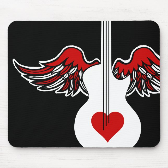 Flying Heart Guitar Mouse Pad (Front)