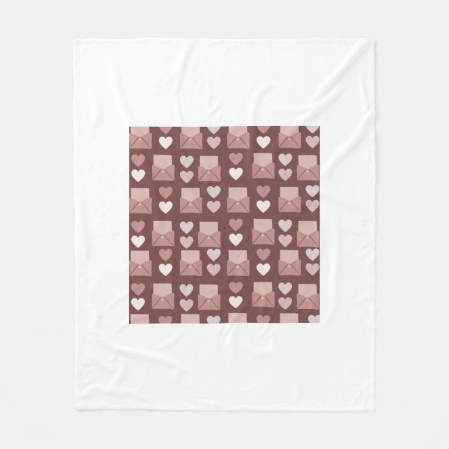 flying hearts, love envelopes and mobile phones fleece blanket (Front)
