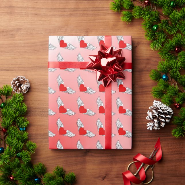 Flying Hearts Tilt Wrapping Paper (Holiday Gift)