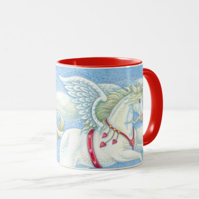 Flying Hearts Unicorn PEGASUS VALENTINE MUG Custom (Front Right)