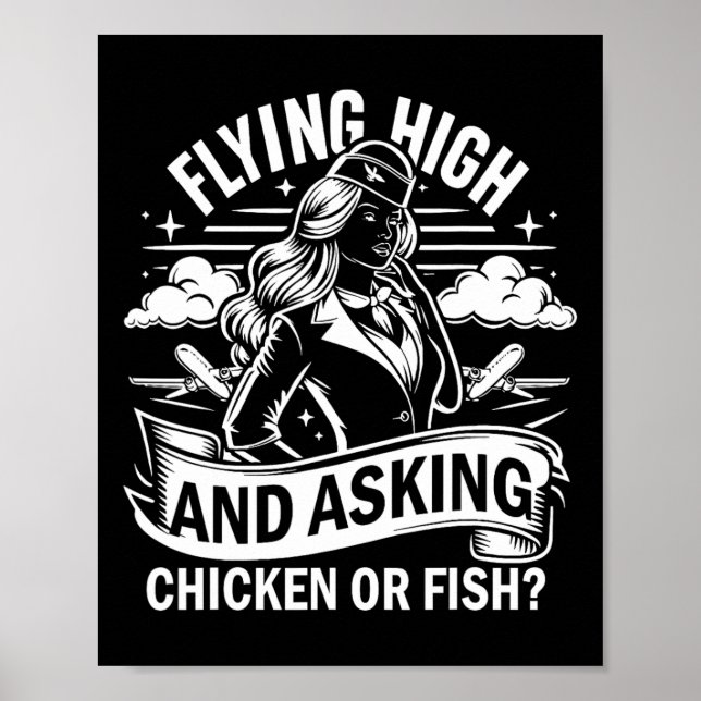 Flying High And Asking Chicken Or Fish Flight Atte Poster (Front)