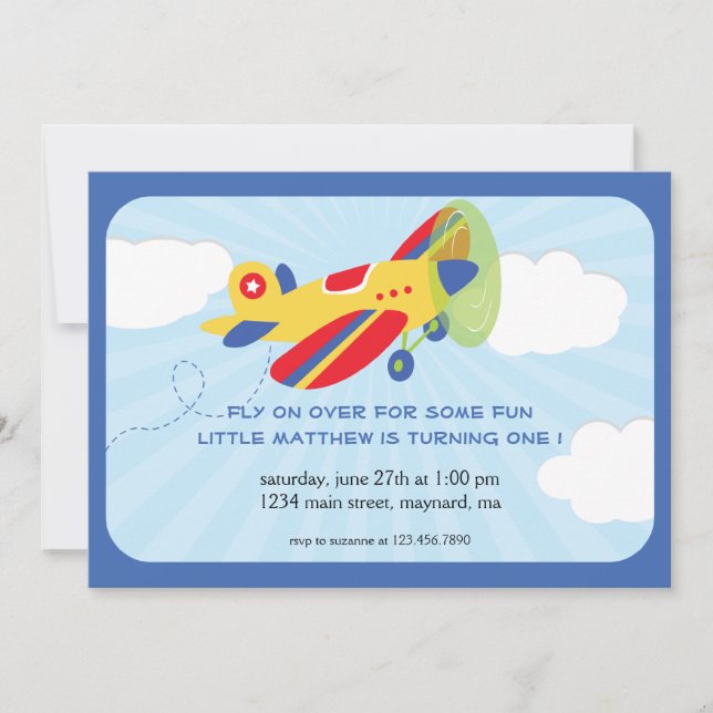 Flying High Birthday Invitation (Front)