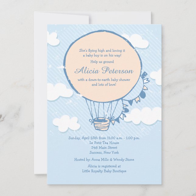 Flying High Boy Baby Shower Custom Invitation (Front)