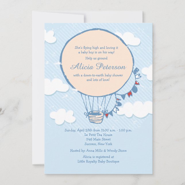 Flying High Boy Baby Shower Invitations (Front)
