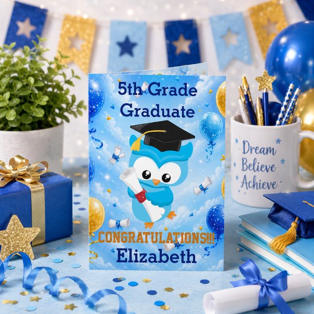 Flying High! Cute Blue Owl 5th Card (Creator Uploaded)