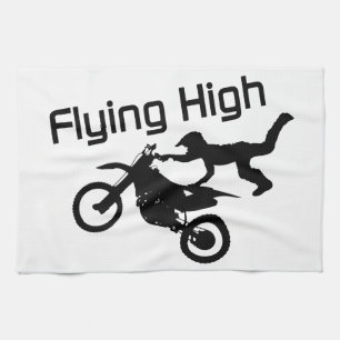 Flying High Dirt Bike Stunt Tea Towel