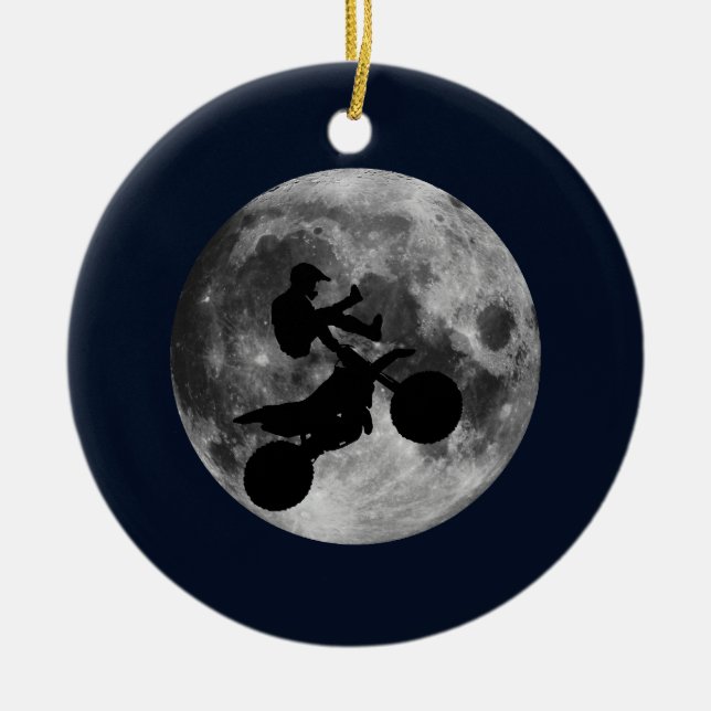 Flying High (motocross) Ceramic Tree Decoration (Front)