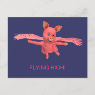 Flying High Pig Postcard