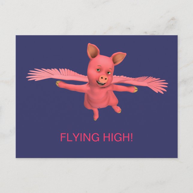 Flying High Pig Postcard (Front)