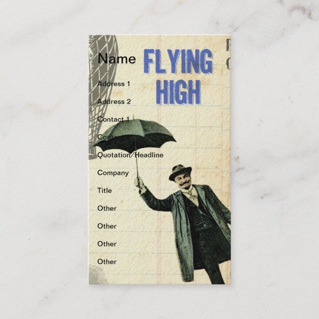 Flying High Steampunk Collage Business Card (Front)