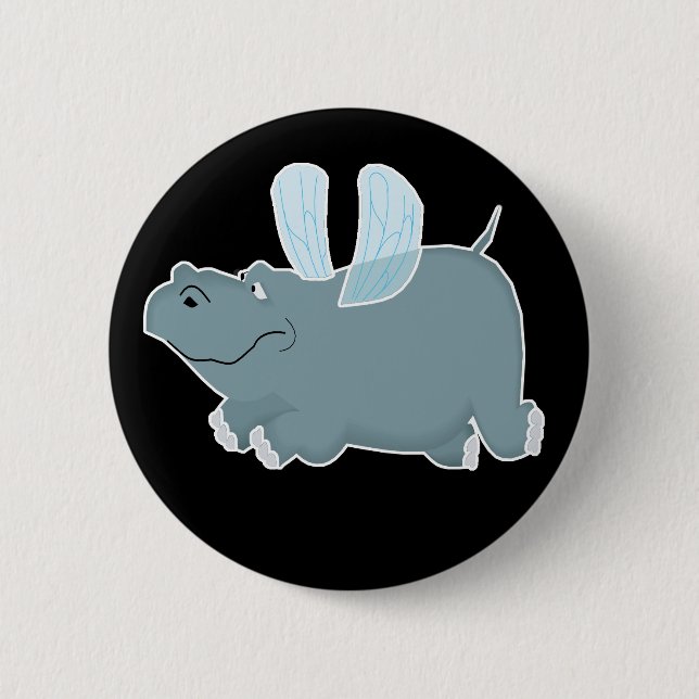 Flying Hippo 6 Cm Round Badge (Front)