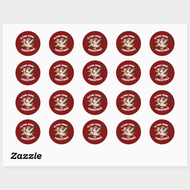 Flying Home For Christmas Classic Round Sticker (Sheet)