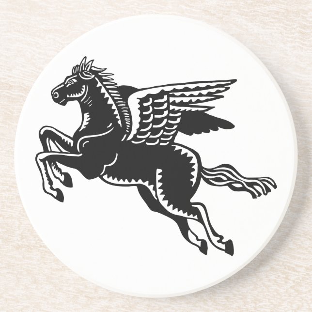 Flying Horse - Black and White Coaster (Front)