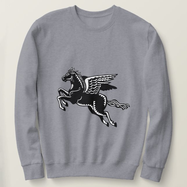 Flying Horse - Black and White Sweatshirt (Design Front)