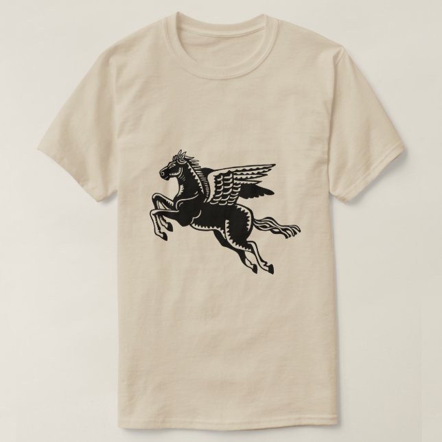 Flying Horse - Black and White T-Shirt (Design Front)