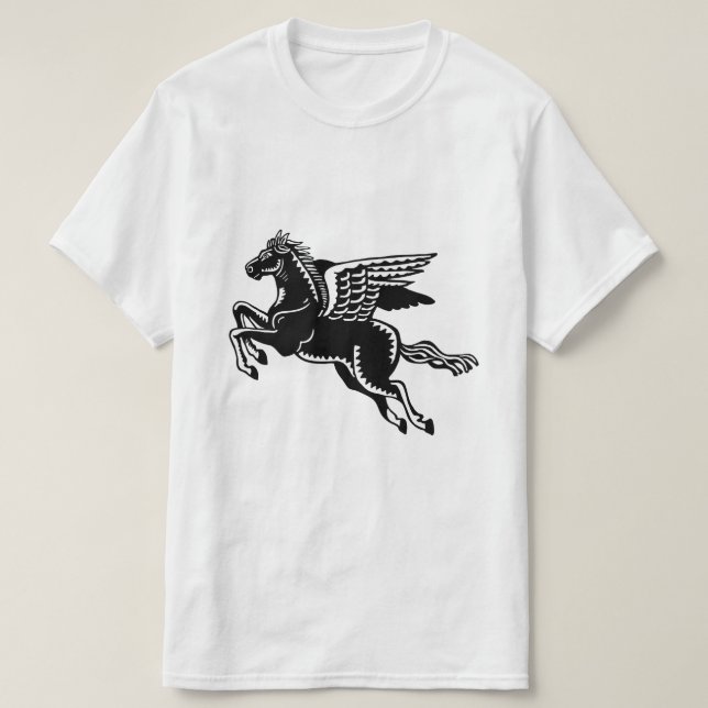 Flying Horse - Black and White T-Shirt (Design Front)