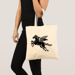 Flying Horse - Black and White Tote Bag