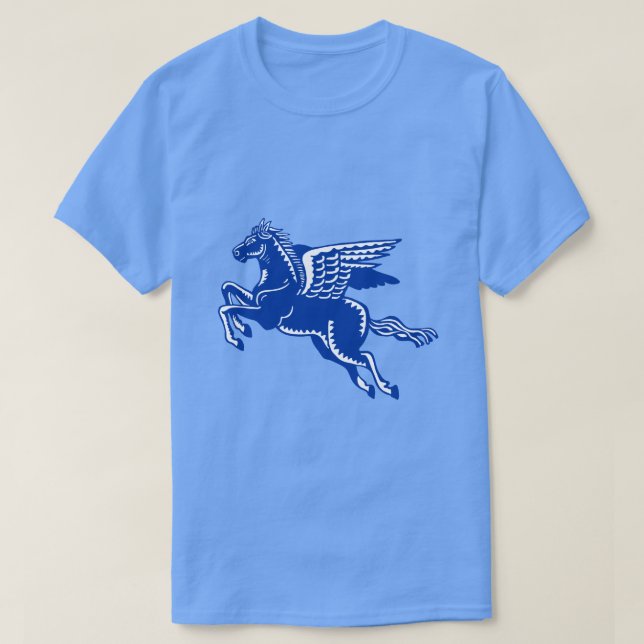 Flying Horse - Navy Blue and White T-Shirt (Design Front)