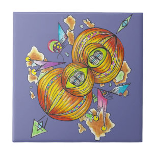 Flying infinity tile.psychedelic butterfly. tile