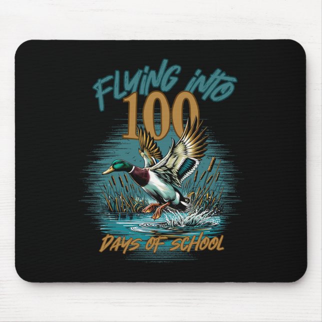 Flying Into 100 Days Of School Duck Hunting 100th  Mouse Pad (Front)