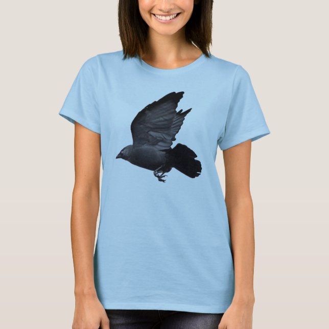 Flying Jackdaw, Crow-lover Design T-Shirt (Front)