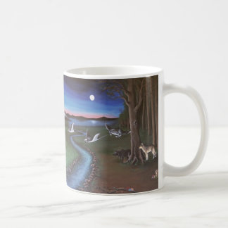 Flying jellyfish across landscape mug