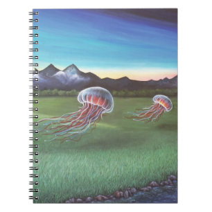 Flying Jellyfish Mountain Landscape Notebook