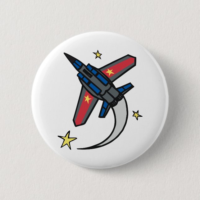 Flying Jet Plane 6 Cm Round Badge (Front)